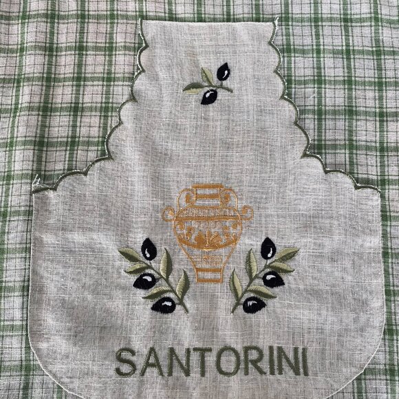 Santorini Embroidered Linen Apron – New - Picture 2 of 3